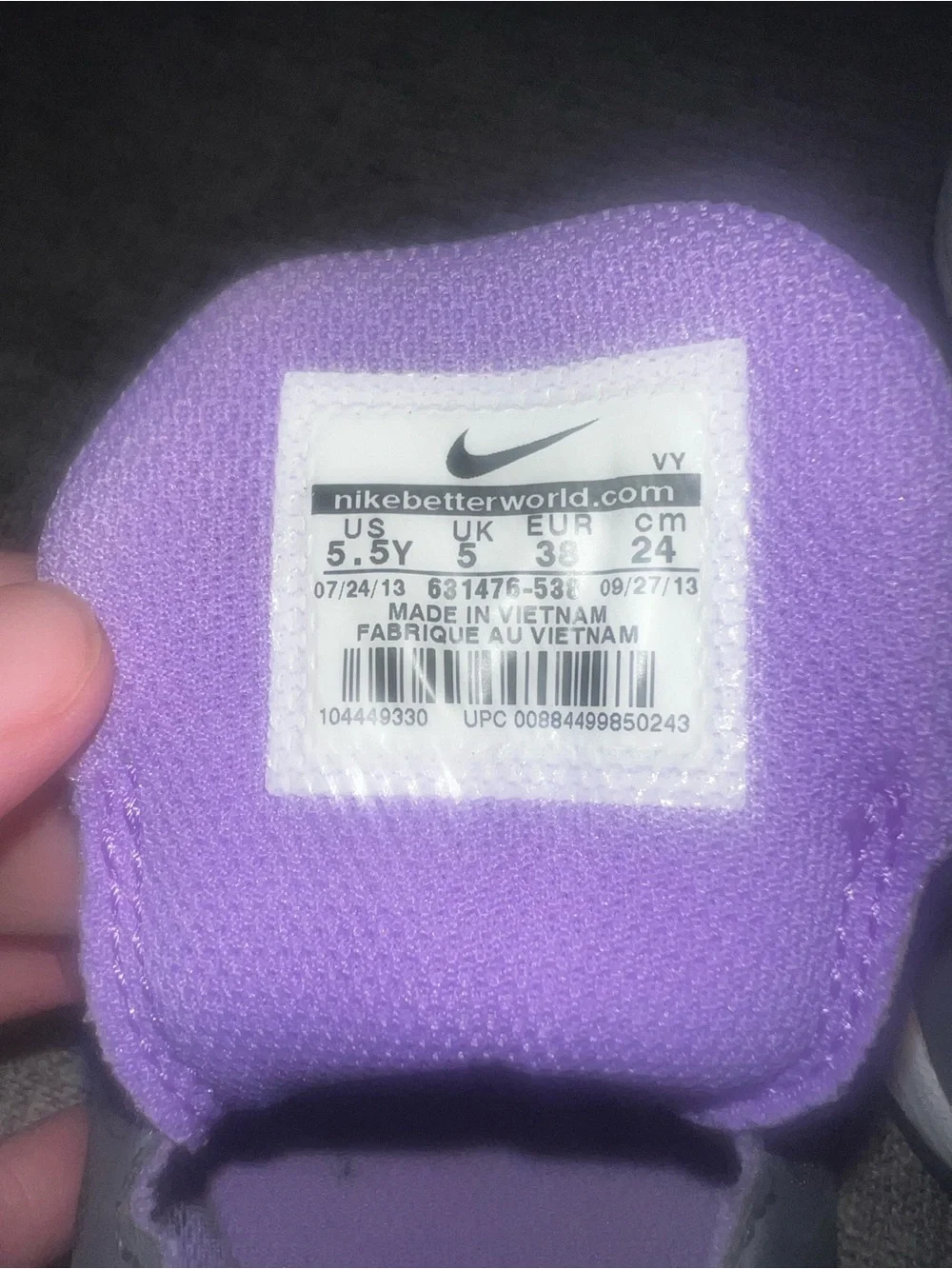 Nike Dual Fusion Run GS Gray Volt Purple Running Shoes Youth 5.5Y